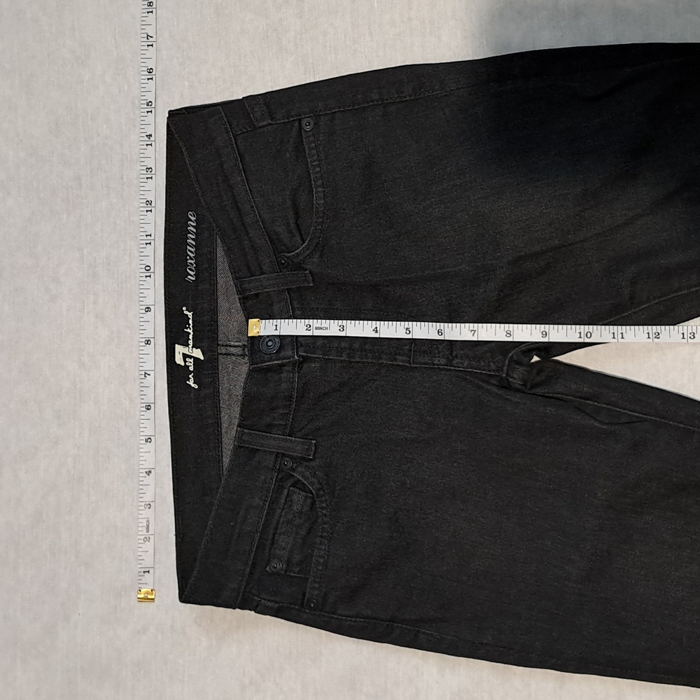 7 For All Mankind Roxanne jeans with Crystal back Pockets. Black. Size 26. - Picture 2 of 13